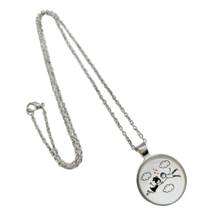 necklace steel siiver chain couple in love